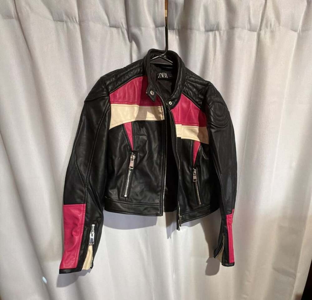 Zara Colorblock Faux Leather Moto Jacket